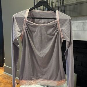 Vintage Lululemon Athletica Striped Long Sleeve Layered Top — Gray/Pink